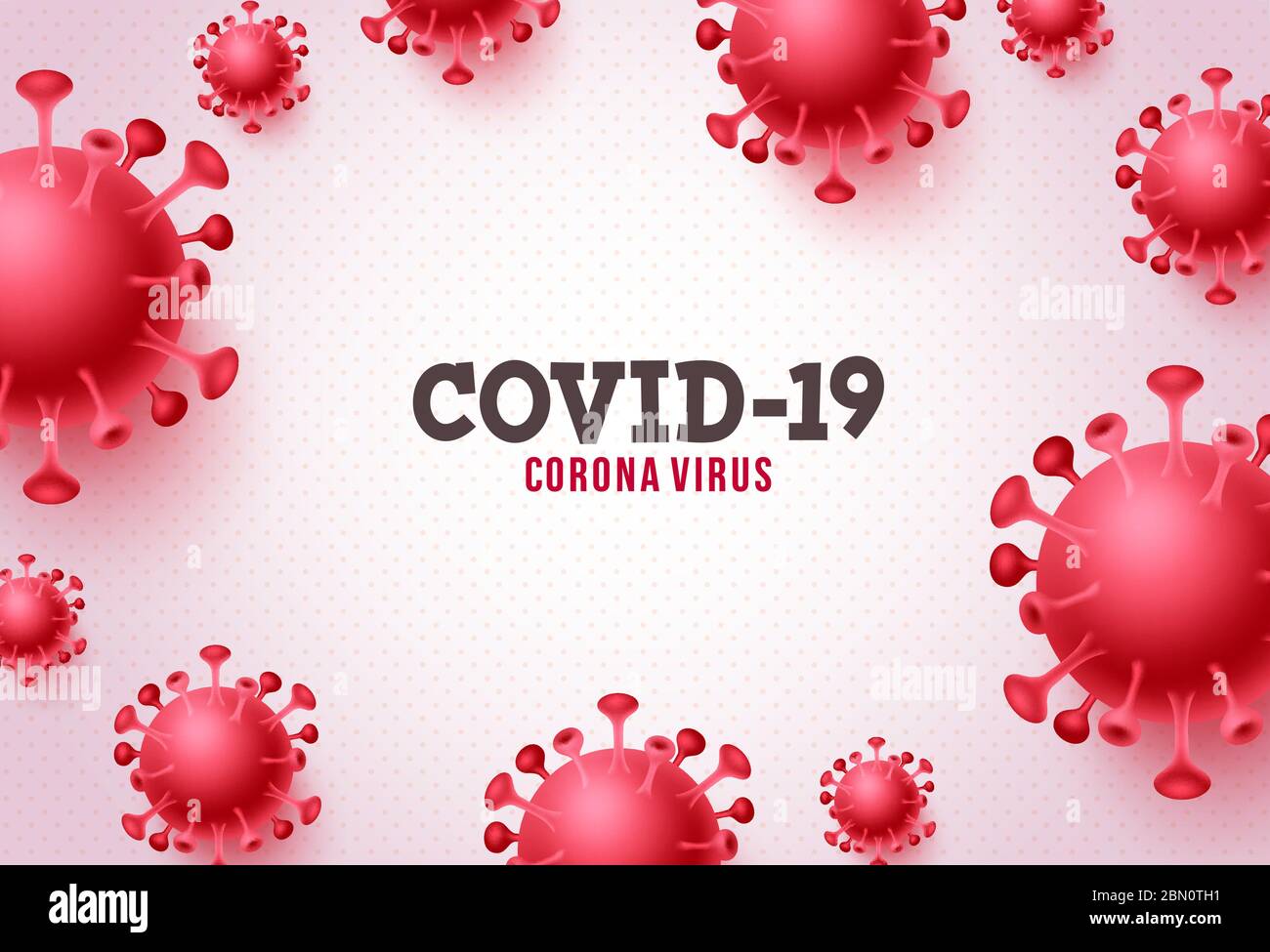 Covid-19 Corona Virus Vektor-Banner Hintergrund. Covid-19 Coronavirus Text in white space with Red covid19 Novel Corona Virus Stock Vektor