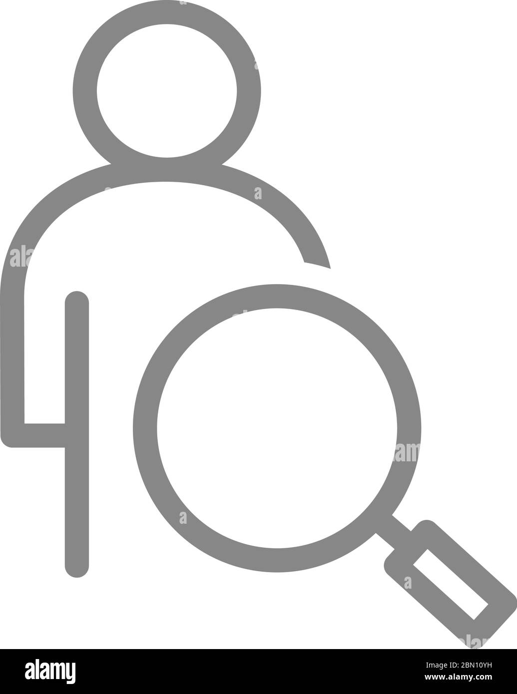 Benutzerprofil mit Lupensymbol. Suche nach Personen, Symbol für Mitarbeitersuche Stock Vektor