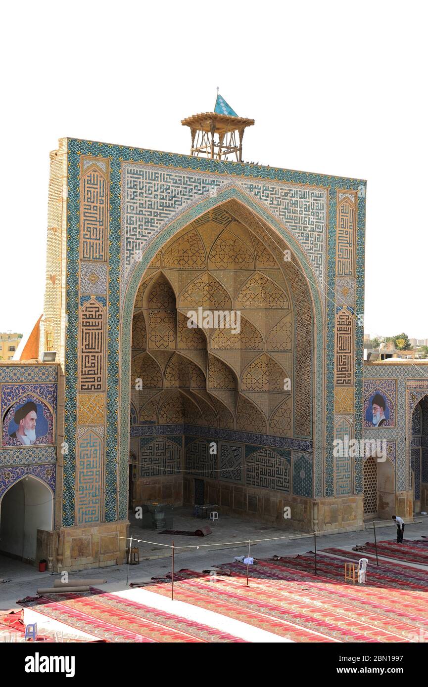 Die große Moschee von Isfahan befindet sich in der Provinz Isfahan im Iran.die große Moschee von Isfahan wurde 771 erbaut. Die Moschee steht auf der UNESCO-Liste des Weltkulturerbes Stockfoto