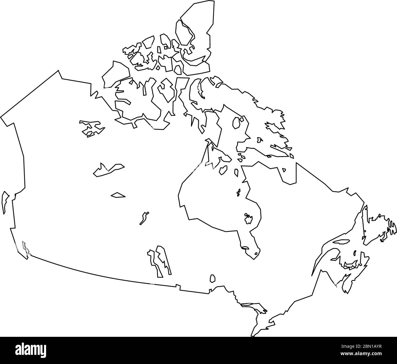 Karte von Kanada mit weißer Farbe gefüllt Stockfoto