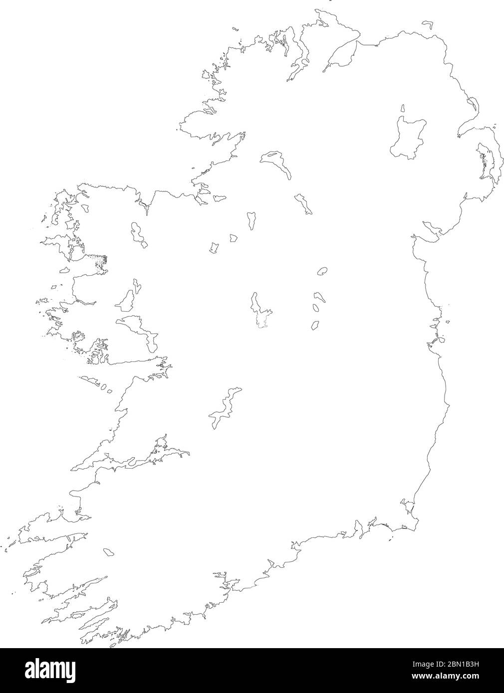 Karte von Irland mit weißer Farbe gefüllt Stockfoto