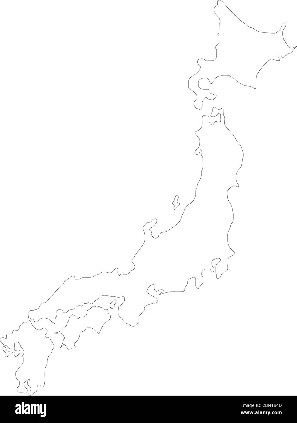 Karte von Japan mit weißer Farbe gefüllt Stockfoto