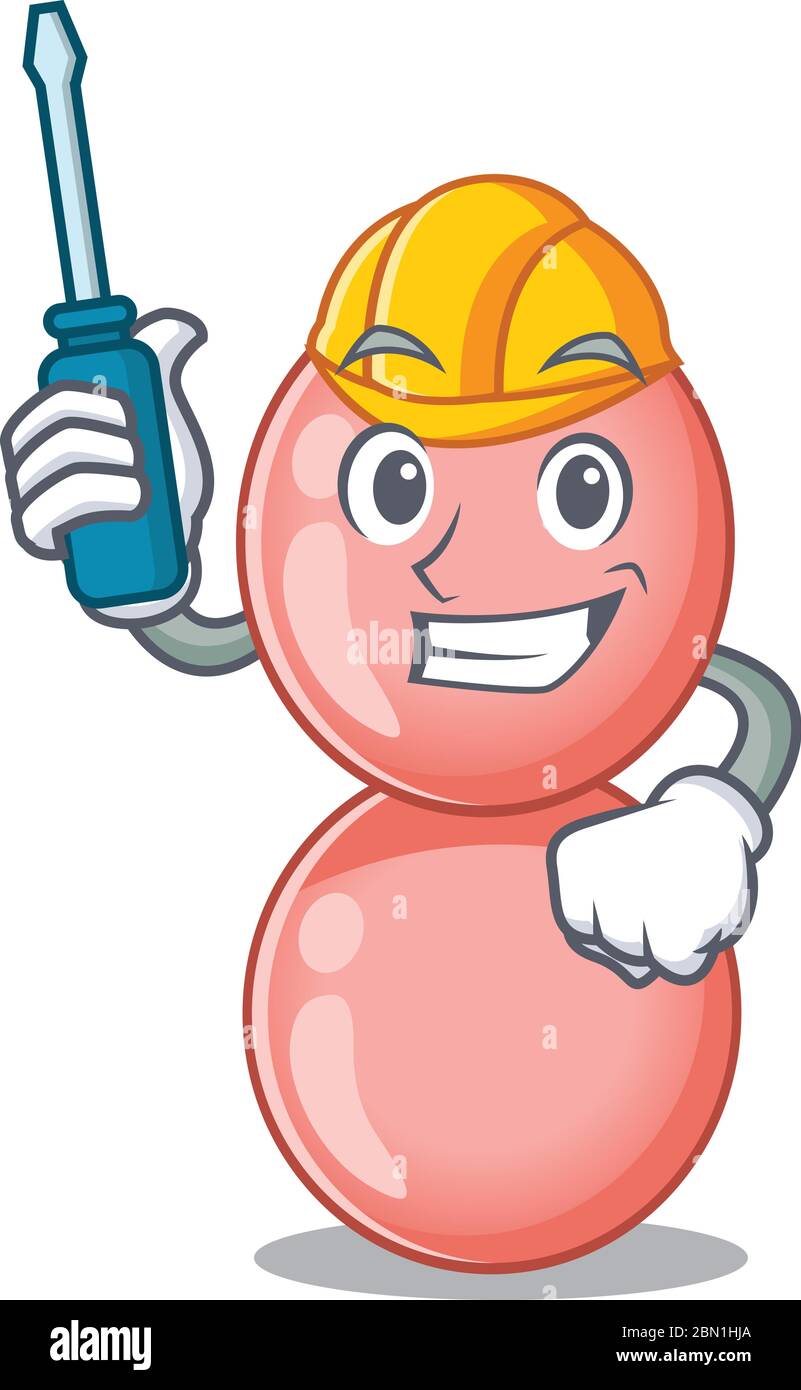 Cartoon-Charakter von neisseria gonorrhoeae arbeitete als Automobil Stock Vektor