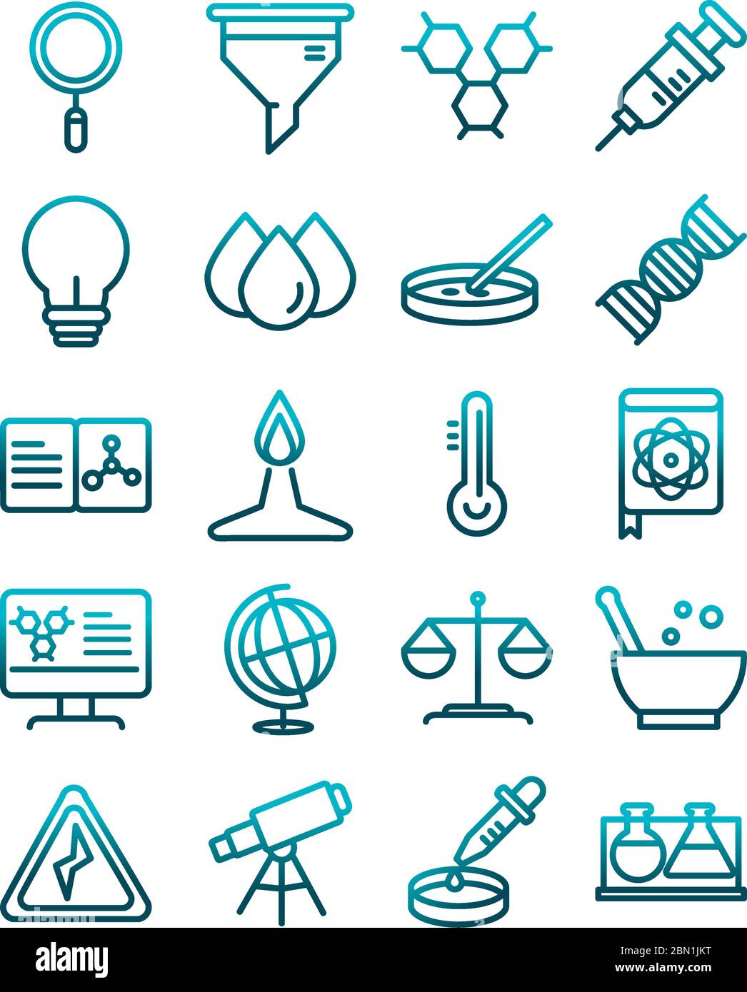 Wissenschaft und Forschung Labor Studie Icons Sammlung Vektor Illustration Gradient Stil Symbol Stock Vektor