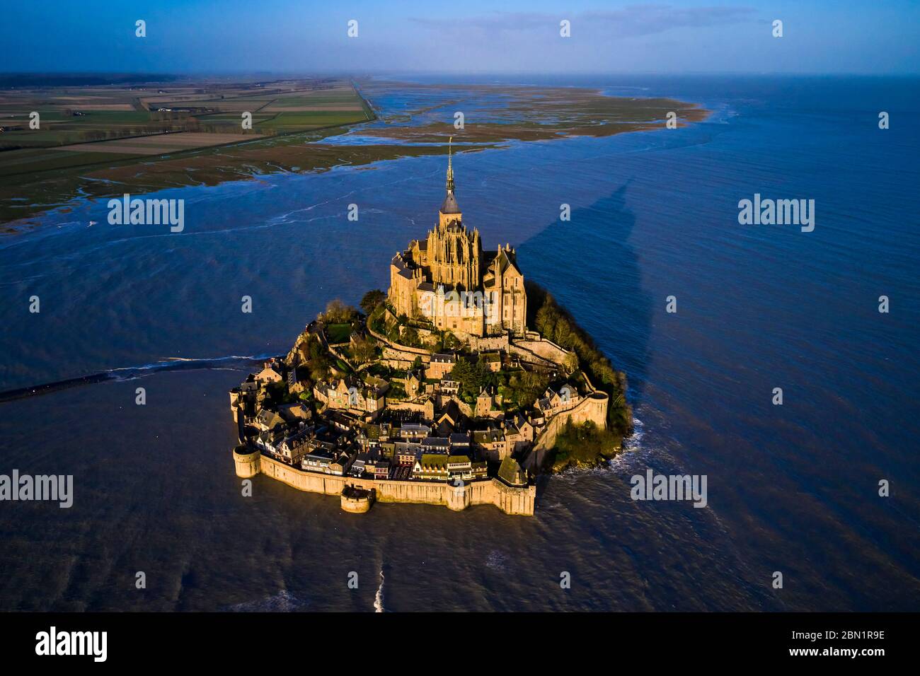 Frankreich, Normandie, Departement Manche, Bucht von Mont Saint-Michel UNESCO-Welterbe, Abtei von Mont Saint-Michel Stockfoto