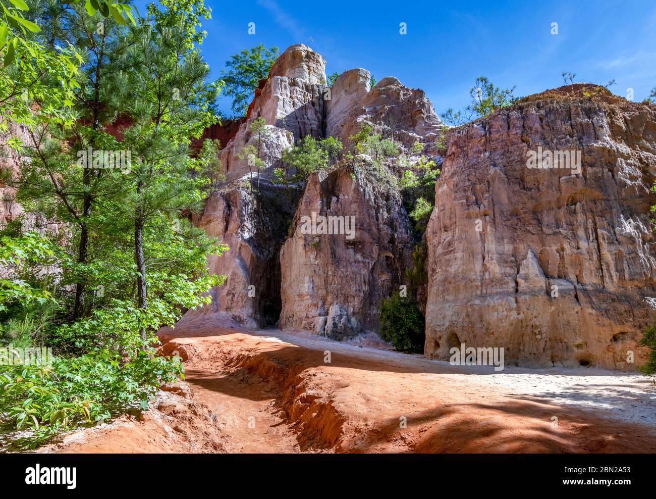 Wandern in den Schluchten in Providence Canyon, Lupkin Georgia Stockfoto