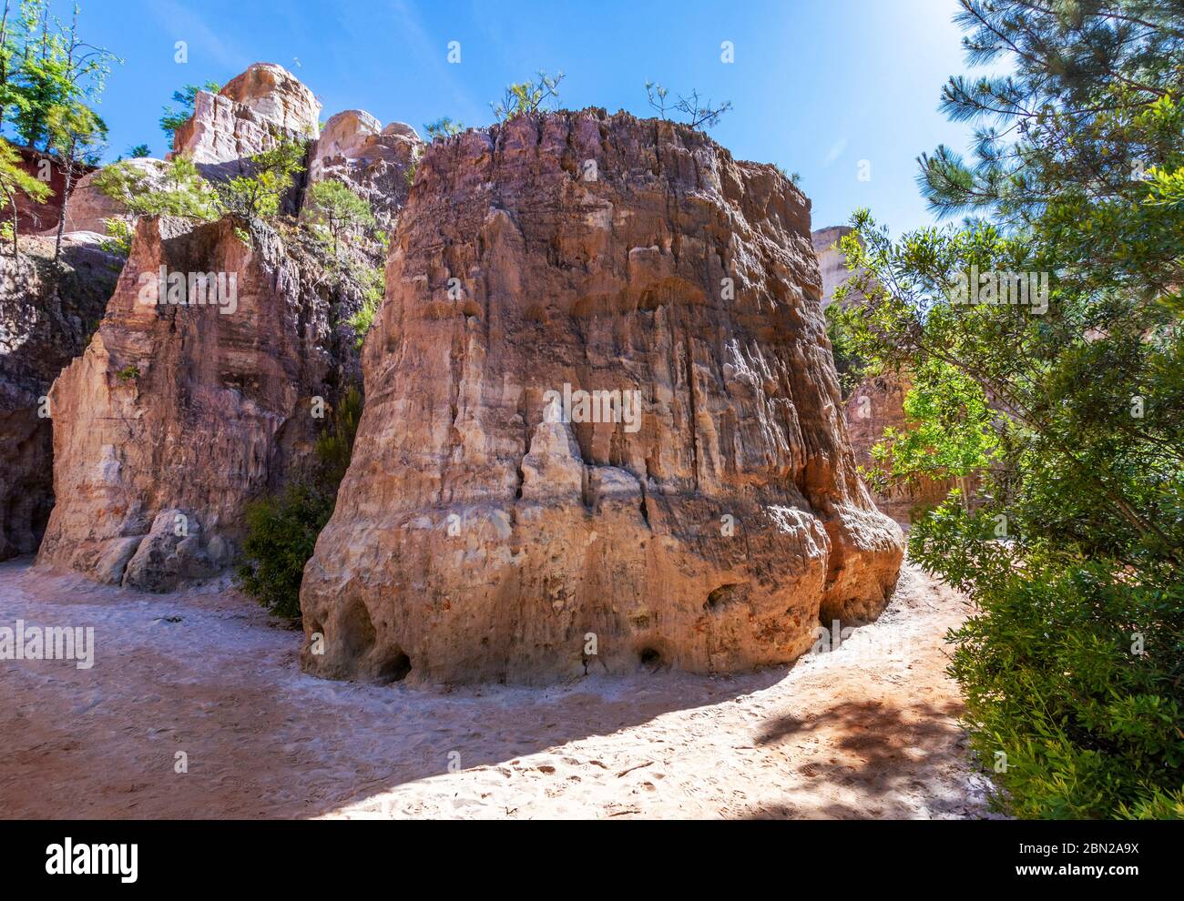 Wandern in Providence Canyon, Lumpkin, Georgia Stockfoto