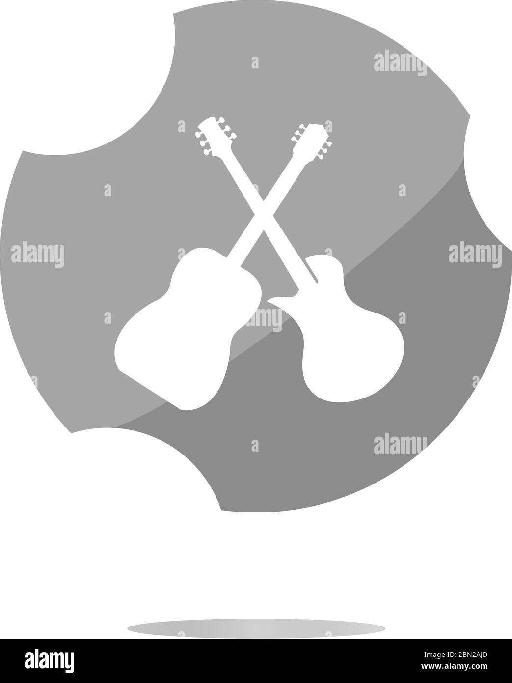 Gitarre-Web-Symbol-Taste isoliert auf weiss Stockfoto