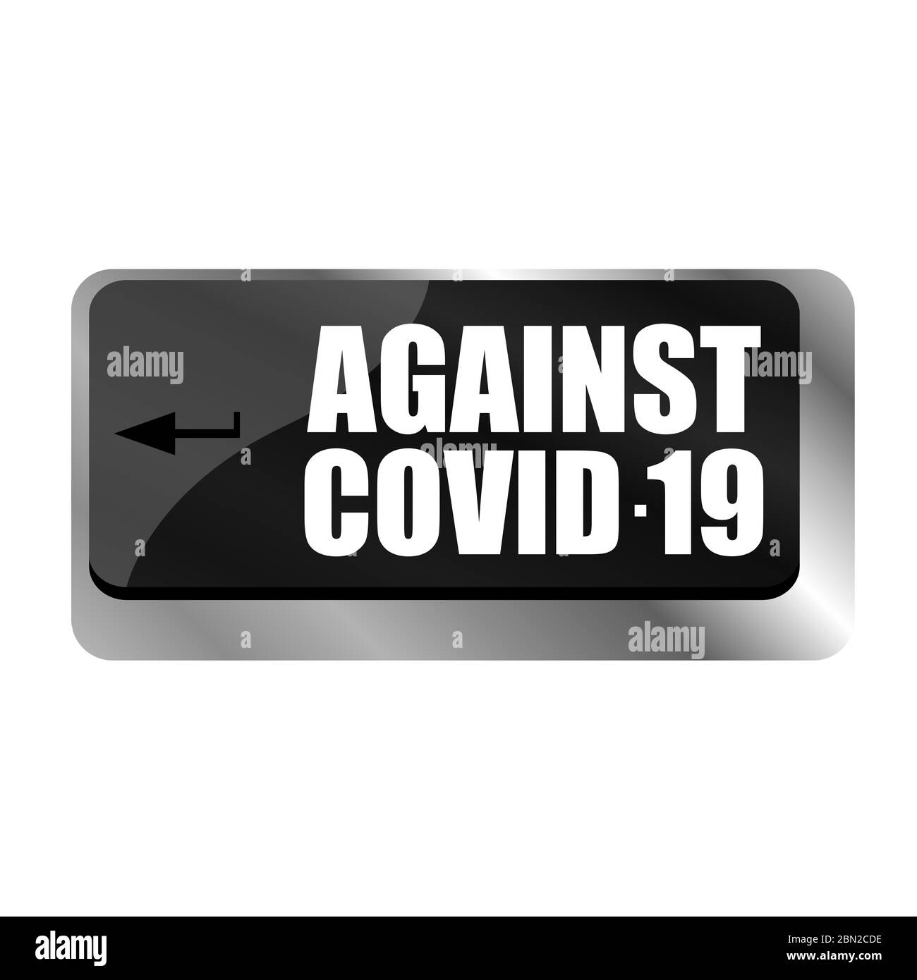 Gegen Covid-19. Computertastatur mit einer Taste und der Meldung Kovid-19. Coronavirus-Krankheit COVID-19 Stockfoto