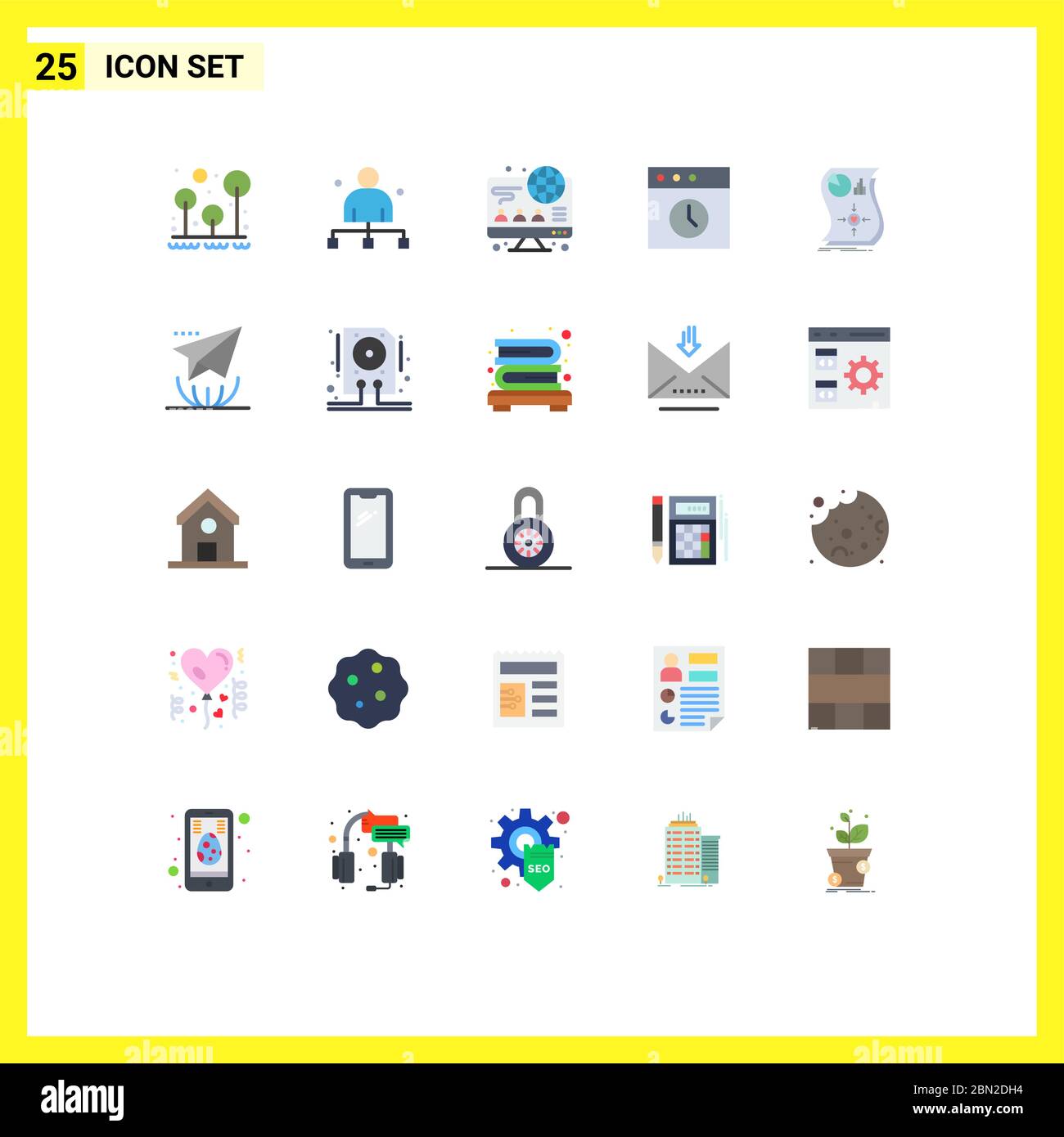 Universal Icon Symbole Gruppe von 25 modernen flachen Farben der Liebe, mac, Regisseur, Geschichte, Geschäft editierbar Vektor Design-Elemente Stock Vektor