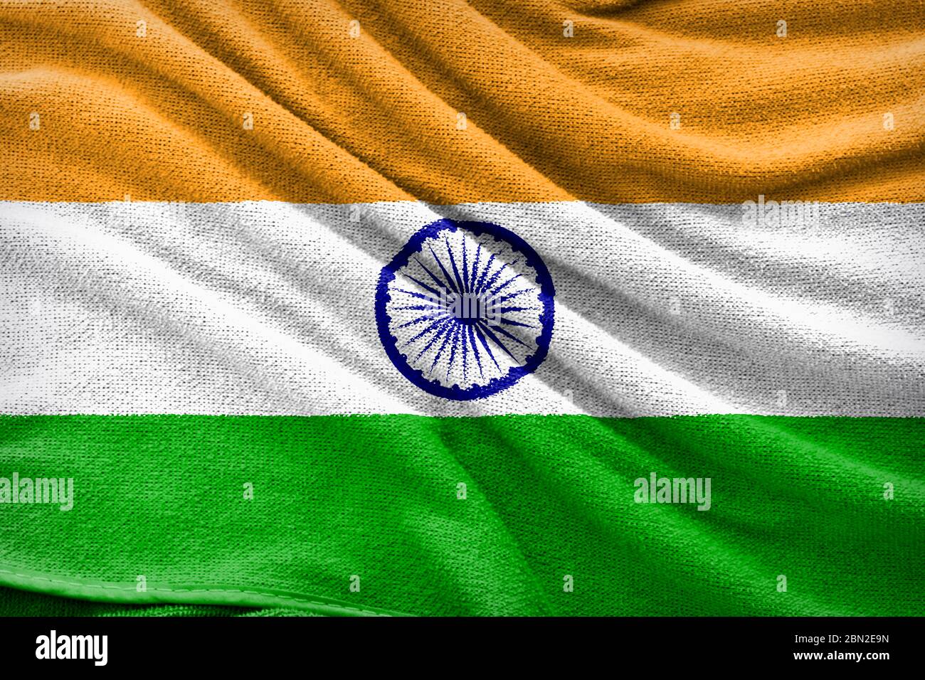 Stoff Textur von Indien Nationalflagge Stockfoto