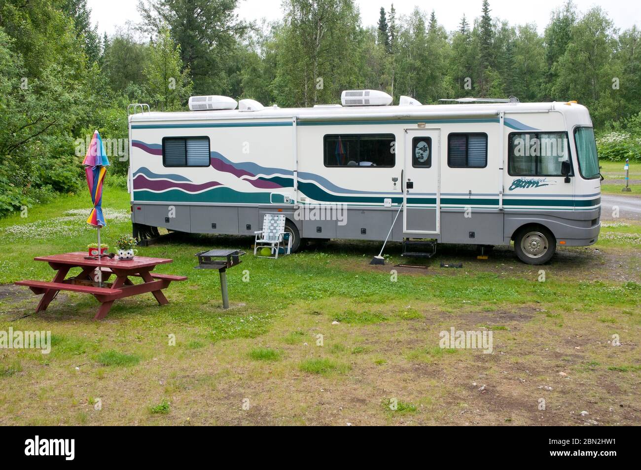 Campingplatz für Wohnmobile Stockfoto