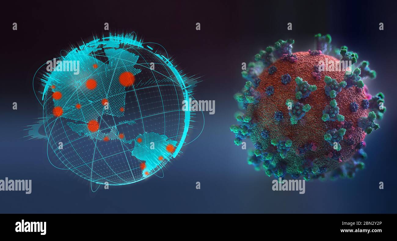 Coronavirus neben Pandemieausbrüchen auf der ganzen Welt Stockfoto