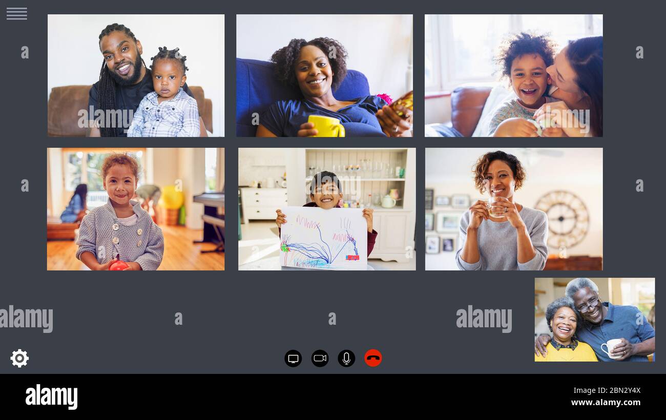 Videokonferenzen für die erweiterte Familie während der COVID-19-Quarantäne Stockfoto