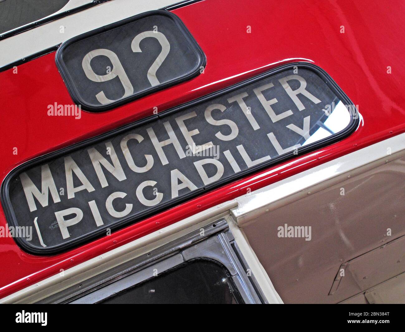 Bus 92, Bury nach Manchester Piccadilly, Greater Manchester, England, Großbritannien Stockfoto