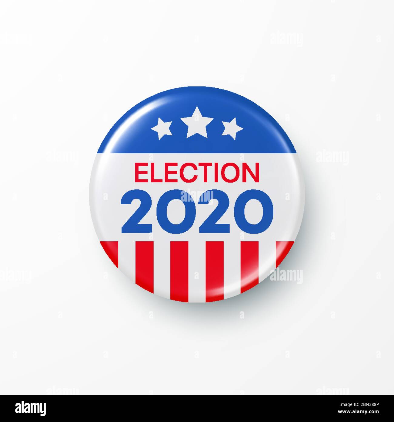 Ich Stimme 2020 Vereinigte Staaten von Amerika Präsidentenwahl Button Design. Vektorgrafik Stock Vektor