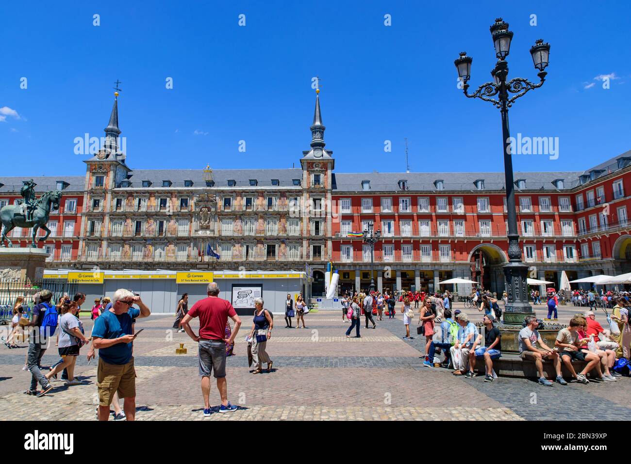 Plaza Mayor (Hauptplatz), ein öffentlicher Platz in Madrid, Spanien Stockfoto