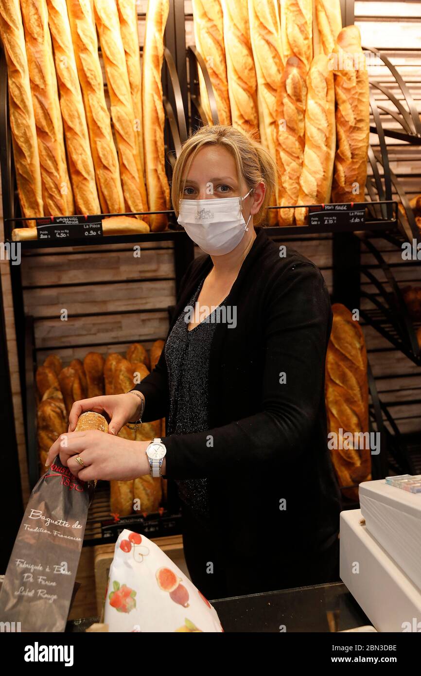 Bäckerei in eure, frankreich während der Covid-19-Epidemie Stockfoto