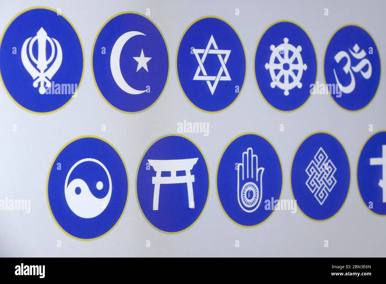 Religiöse Symbole. Interfaith. Genf. Schweiz. Stockfoto