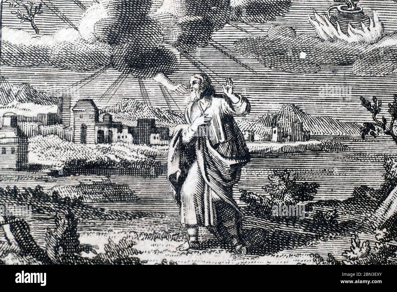 Historische Illustration in einer alten Bibel. 18. Jahrhundert. Altes Testament. Jeremia, der Prophet. Frankreich. Stockfoto