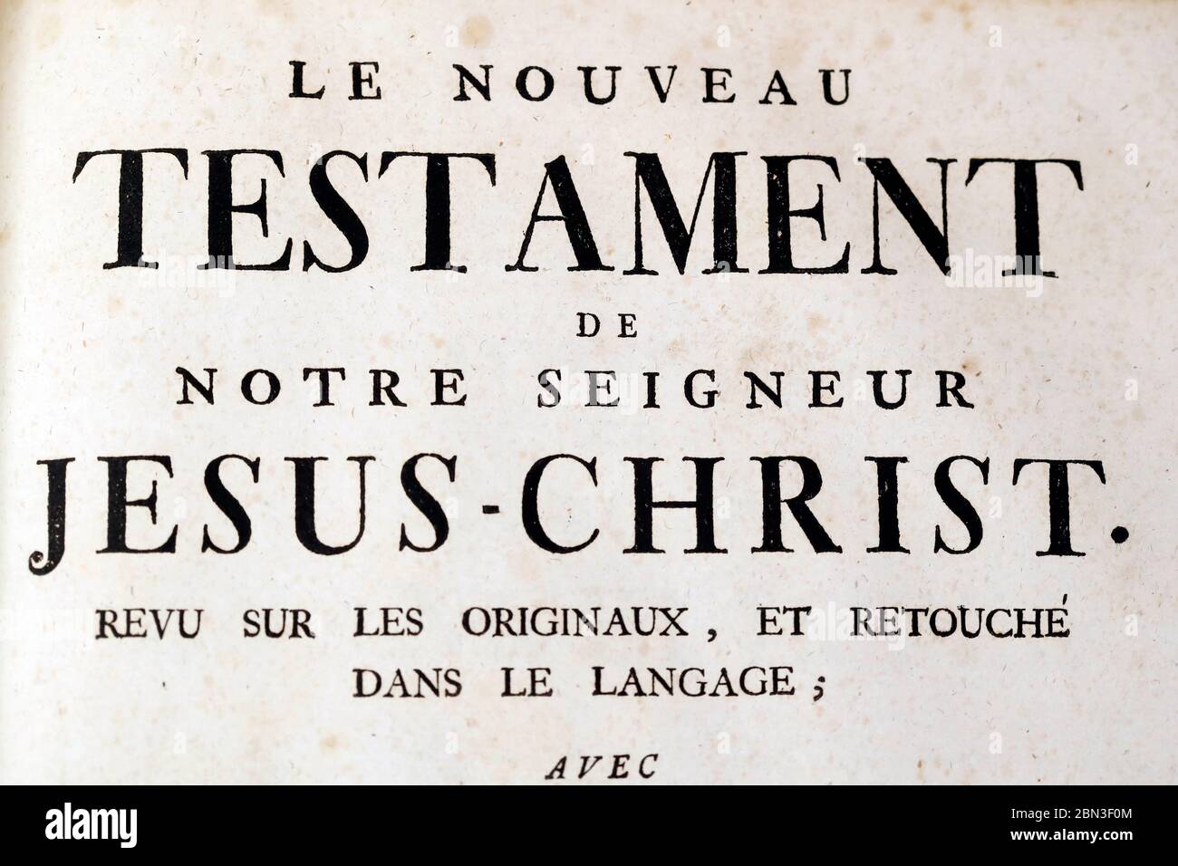 Alte Bibel auf französisch. 18. Jahrhundert. NewTestament. Frankreich. Stockfoto