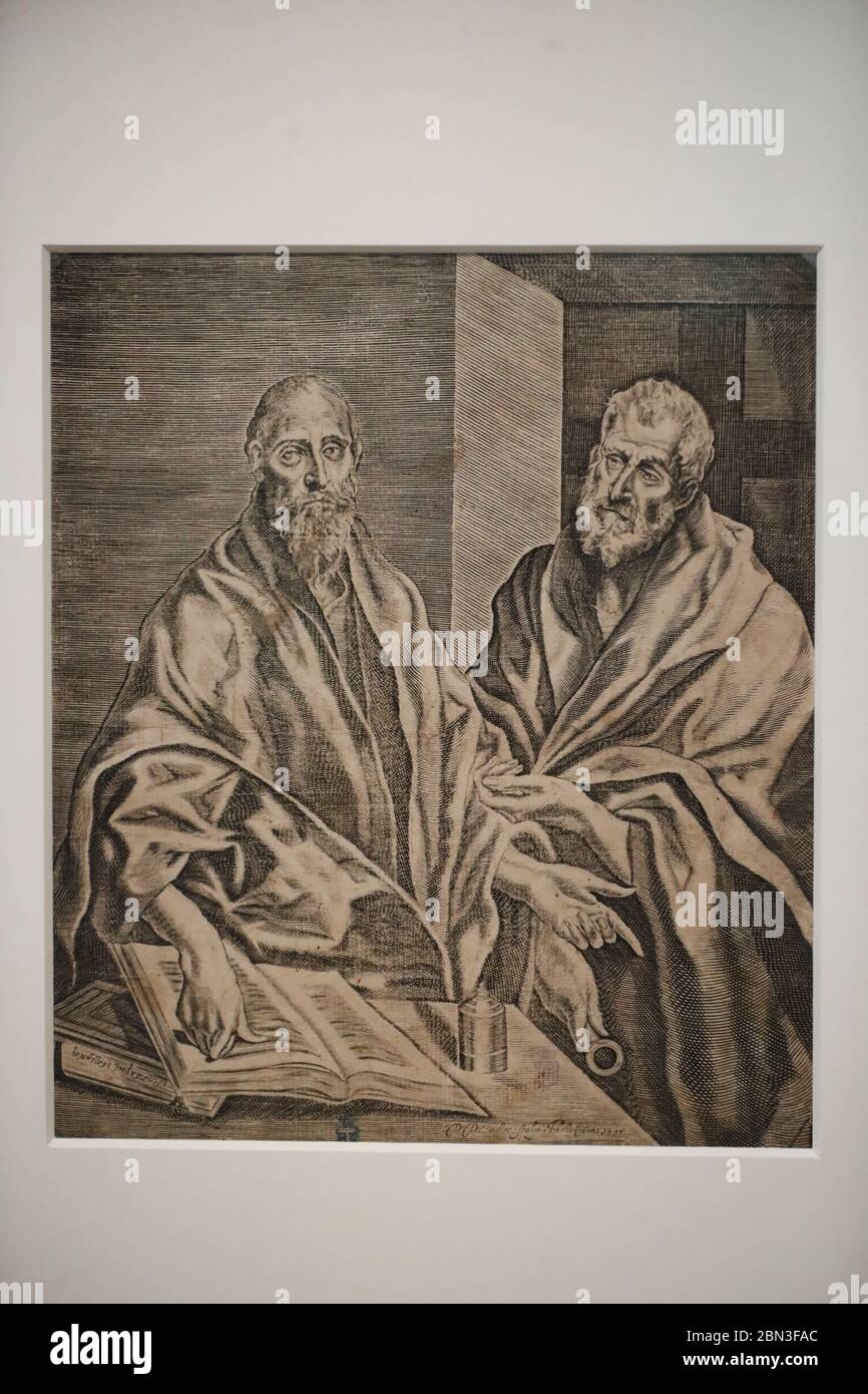 Die Apostel St. Peter und St. Paul. Öl auf caneva. Detail. Domenikos Theotokopoulos nannte El Greco (1540-1614). Frankreich. Stockfoto