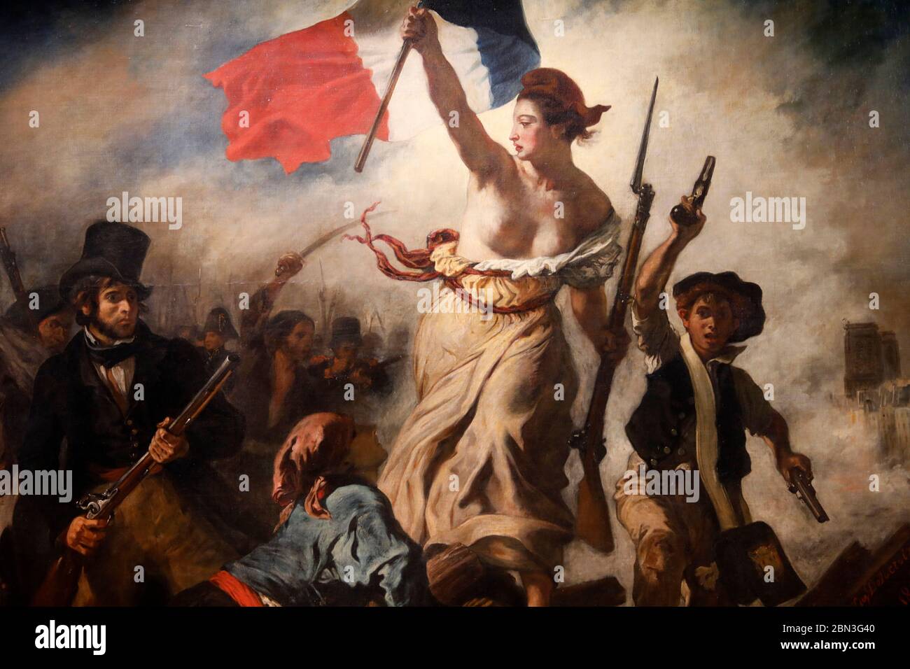 Eugene Delacroix, Juli 28, Liberty Leading the People, Öl auf Leinwand, 1830. Detail. Stockfoto