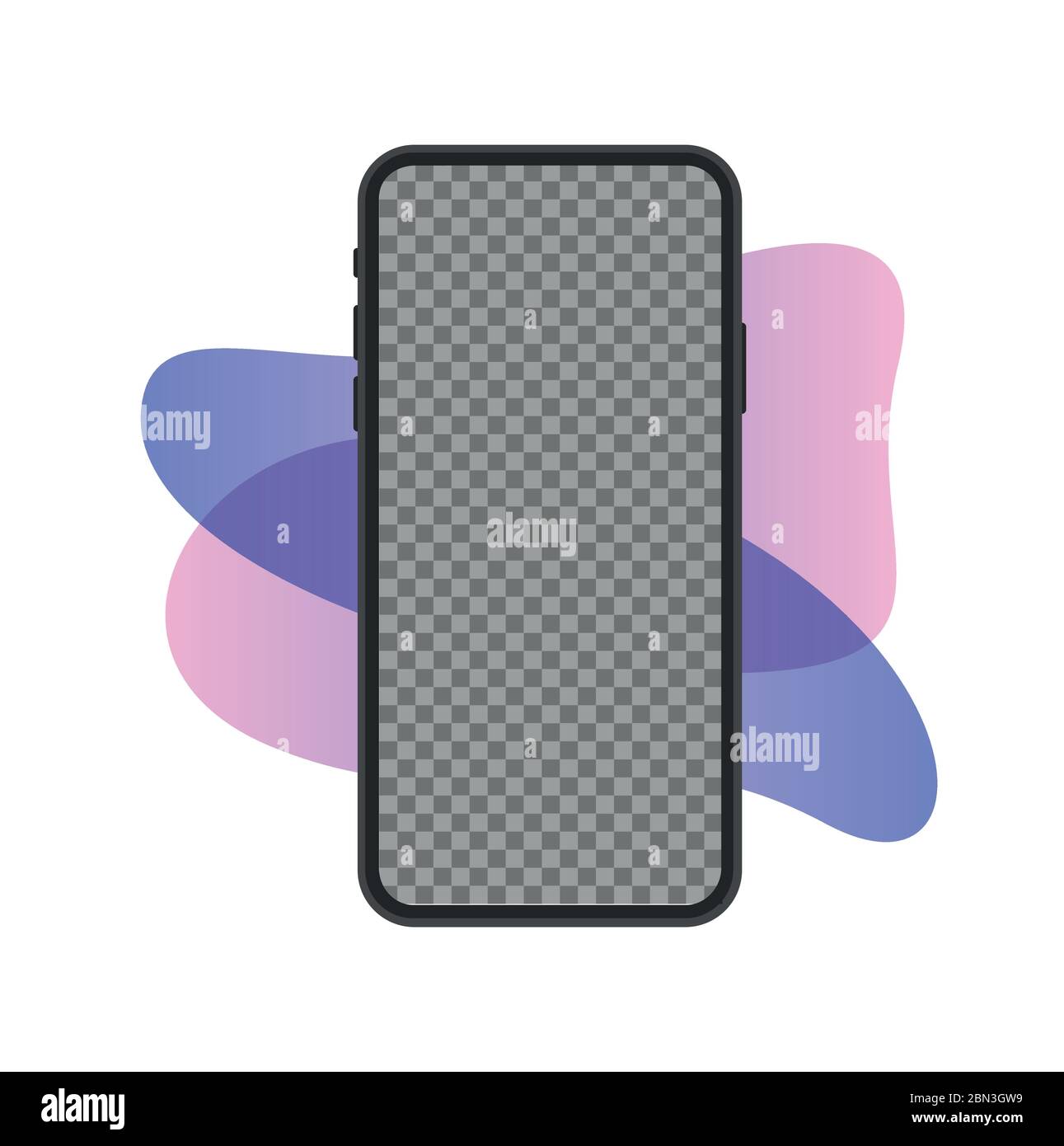 Schwarzes Smartphone mit Taste isoliert auf transparentem Hintergrund. Stock Vektor