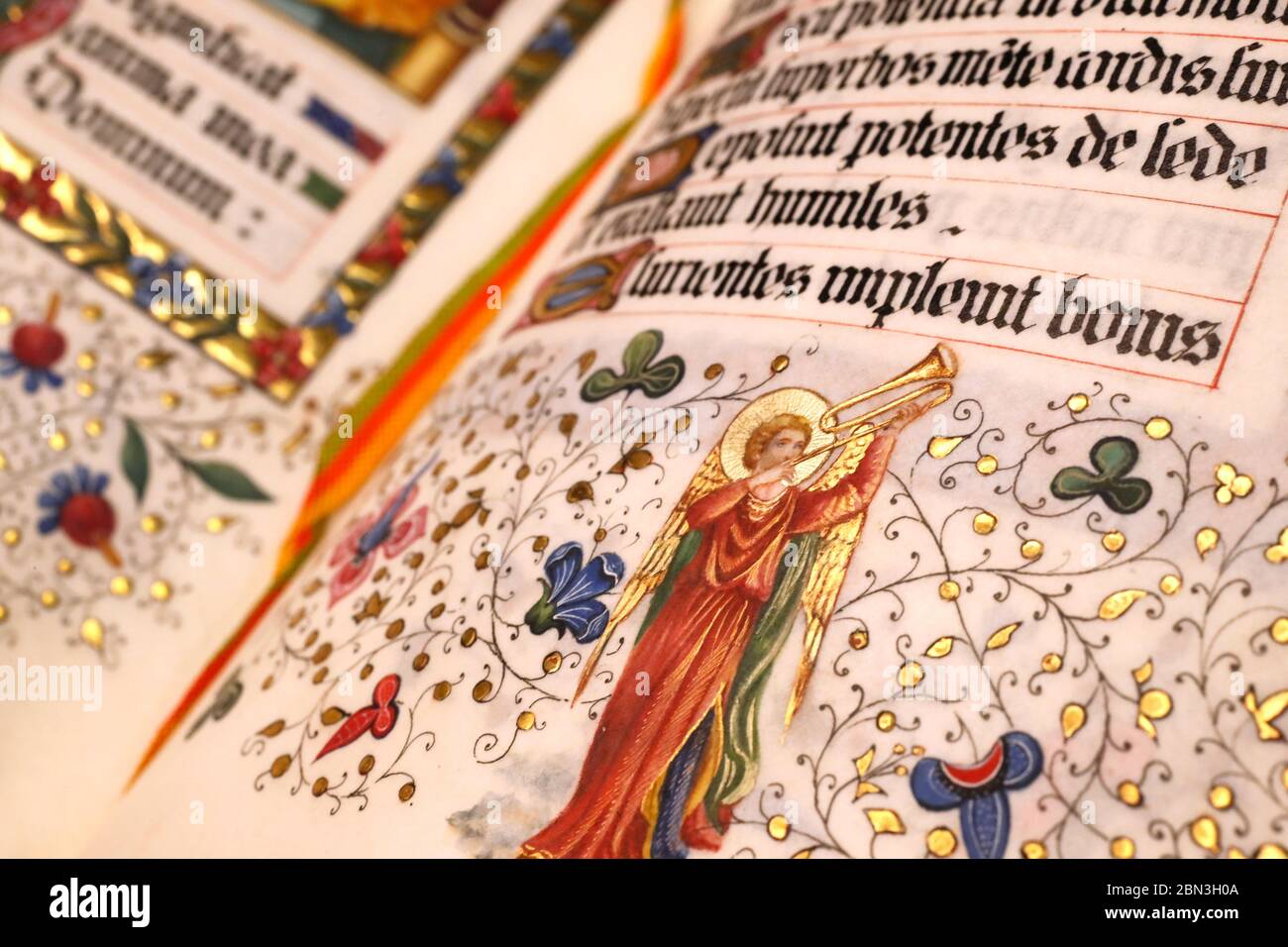 Manuskriptbeleuchtung. Lateinische bibel. Marclaz. Frankreich. Stockfoto