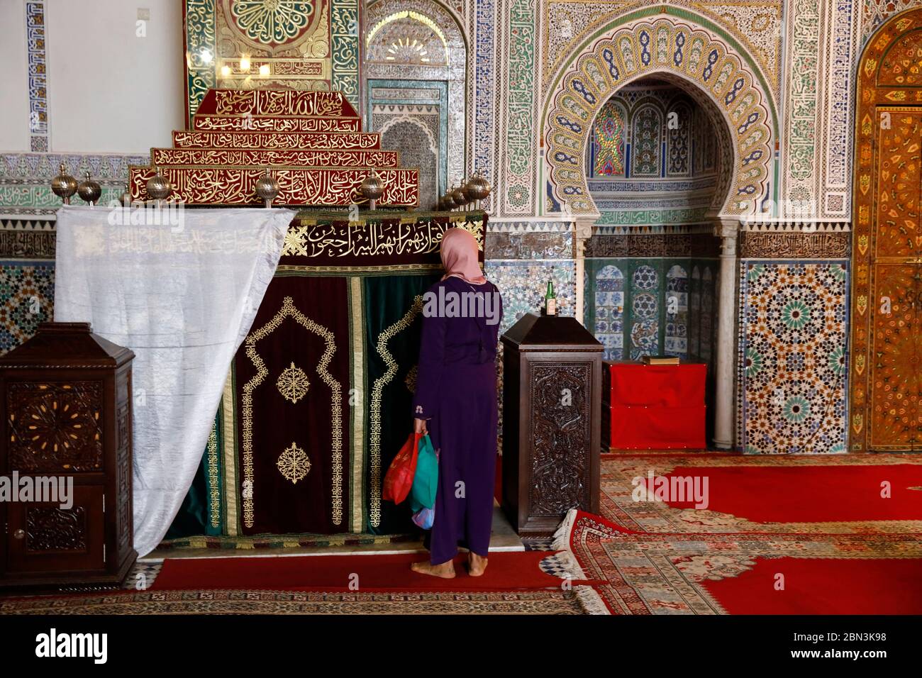 Zawiya von Moulay Idriss II, Fes, Marokko. Mausoleum. Stockfoto