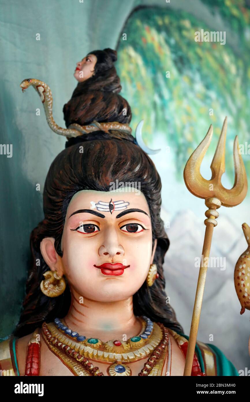 Sri Mahamariamman Hindu Tempel. Shiva ist eine der wichtigsten Gottheiten des Hinduismus. Shiva ist als der Zerstörer innerhalb der Trimurti, der Hindu-Tri bekannt Stockfoto