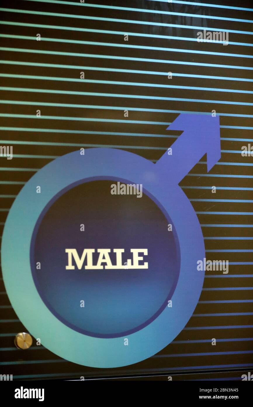 Geschlecht-Symbol. Piktogramme, die verwendet werden, um männliche öffentliche Toiletten anzuzeigen. Kuala Lumpur. Malaysia. Stockfoto