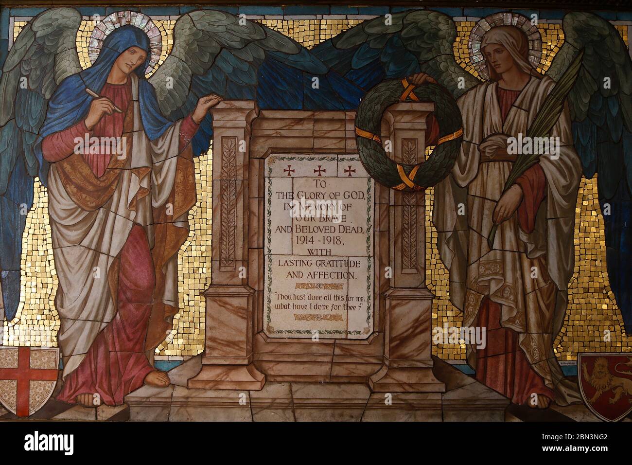 Gedenkmosaik aus dem 1. Weltkrieg in St Botolph ohne Bishopsgate Kirche, London, Großbritannien Stockfoto