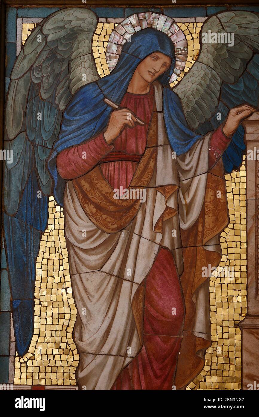 Detail eines Gedenkmosaiks aus dem 1. Weltkrieg in St Botolph ohne Bishopsgate Kirche, London, Großbritannien Stockfoto