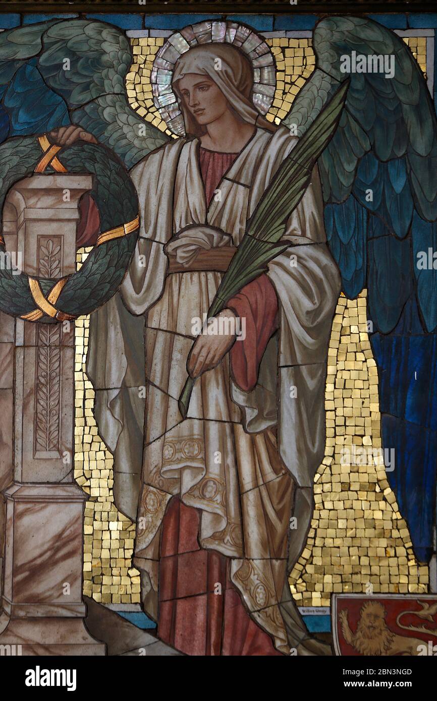 Detail eines Gedenkmosaiks aus dem 1. Weltkrieg in St Botolph ohne Bishopsgate Kirche, London, Großbritannien Stockfoto