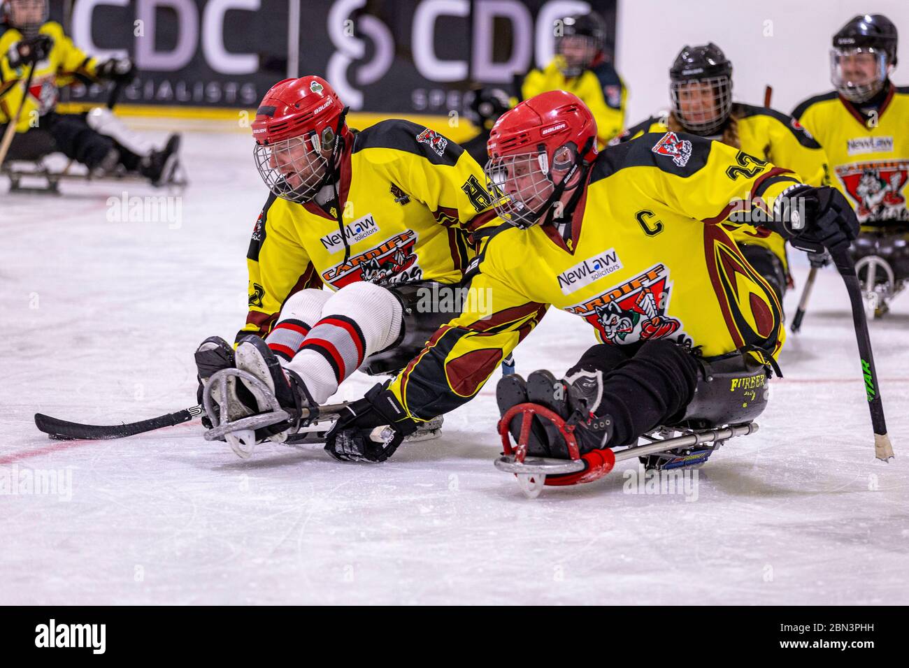 CARDIFF, GROSSBRITANNIEN. Cardiff Huskies para Eishockey Club Training in der Ice Arena Wales. Foto © Matthew Lofthouse - Freelance Photographer. 17/02/2019. Stockfoto