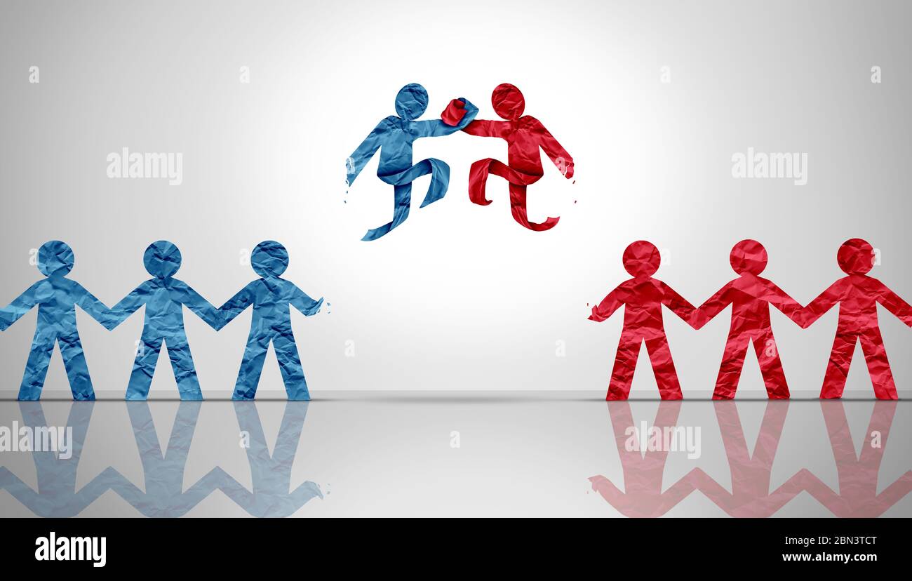 Partnerschaftsvereinbarung als Konzept Bild diverser Geschäftspartner, die sich in einem Meeting als Papercut-Menschen als Symbol für Teamarbeit zusammenschließen. Stockfoto