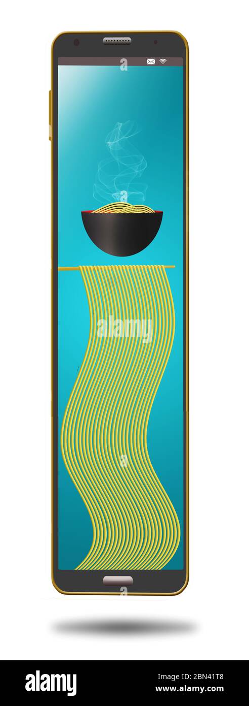 Handys können verwendet werden, um Essen und Lieferung von Restaurants zu bestellen sowie über Online-Zahlungen zu bezahlen und sogar Tipps für Lieferung und Service hinzuzufügen. Stockfoto