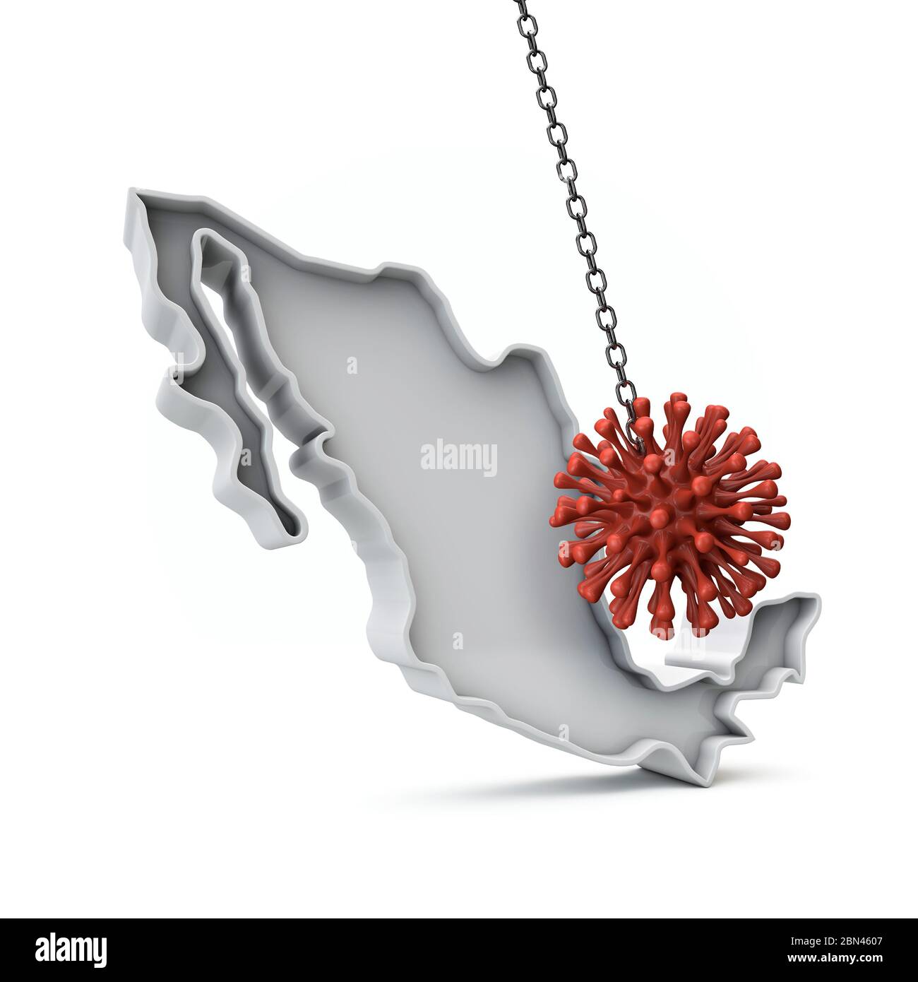 Mexiko Einfache 3D-Karte, die von Coronavirus getroffen wird. 3D-Rendering Stockfoto