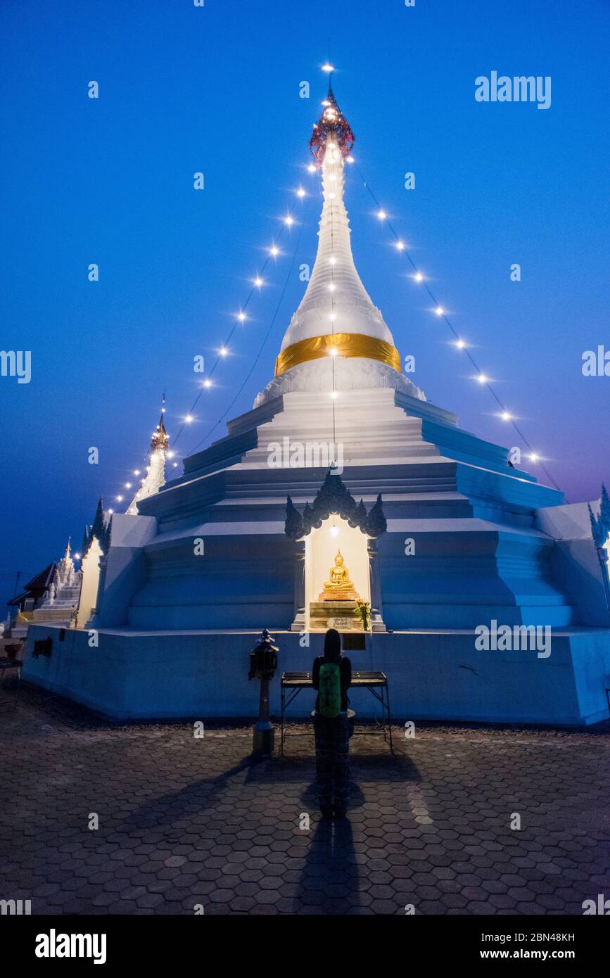 Tempel Wat Phra, dass Doi Kong Mu, Mae Hong Son, Thailand. Stockfoto