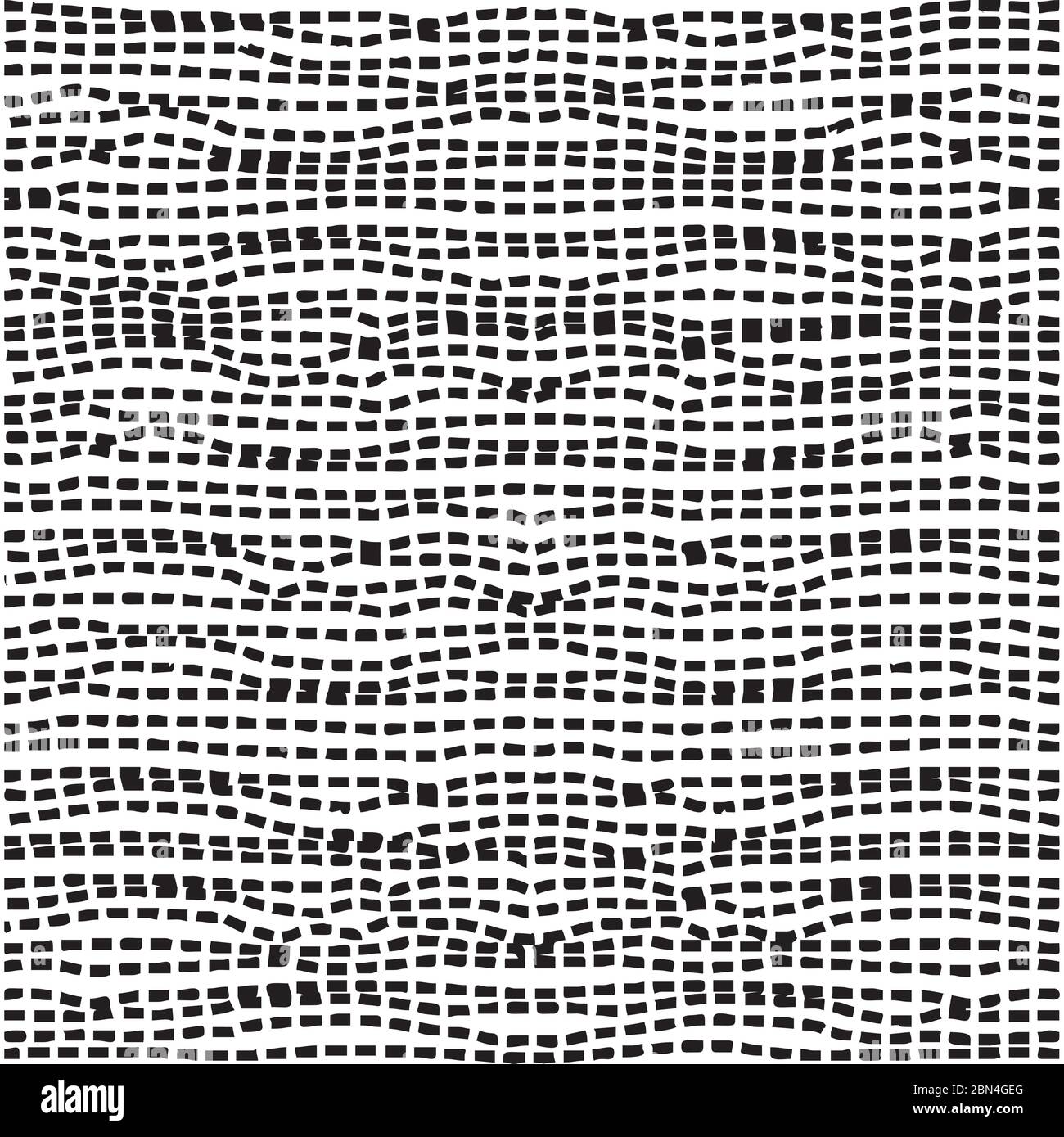 Horizontale gewellte gestrichelte Linien nahtloses Muster. Abstrakte Wickelstruktur in Schwarz-Weiß-Farben. Vektor eps8 Abbildung. Stock Vektor