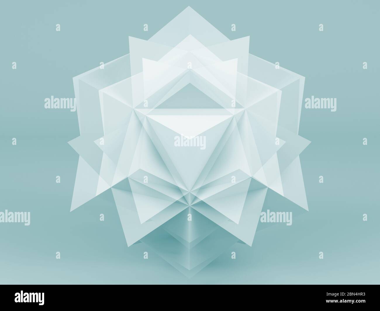 Abstraktes geometrisches Objekt, blaue 3D-Rendering-Illustration Stockfoto