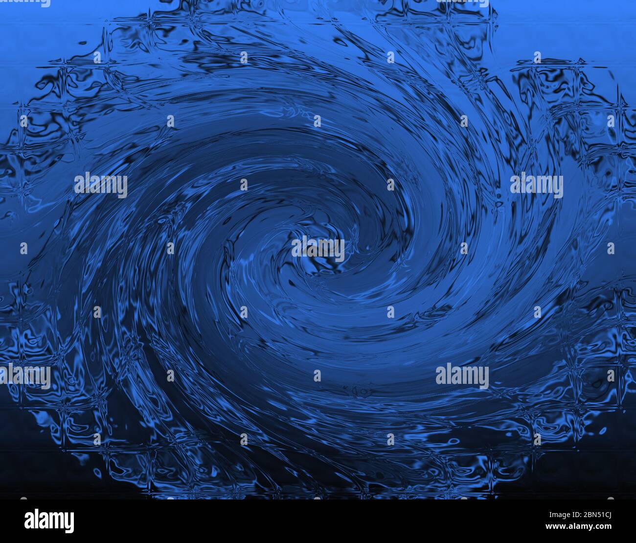Eine wirbelnde Welle, die einen Strudel aus blauem Wasser erzeugt, Konzept für Sturm, Hurrikan, Whirlpool, Sommer Stockfoto