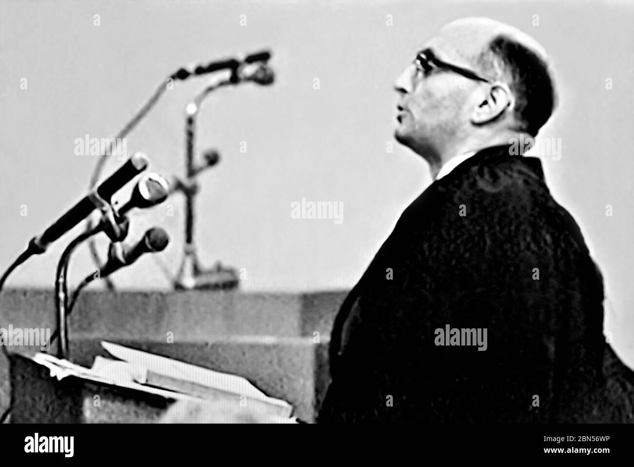 Gideon Hausner - Anklageberater während des Eichmann-Prozesses in Jerusalem im November 1961 Stockfoto