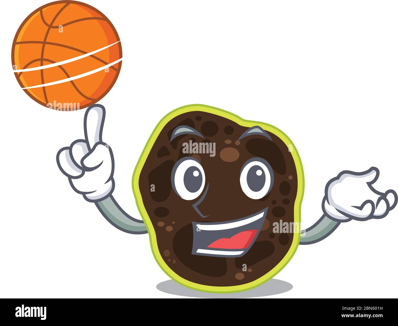 Sportliche Cartoon Maskottchen Design von firmicutes mit Basketball Stock Vektor