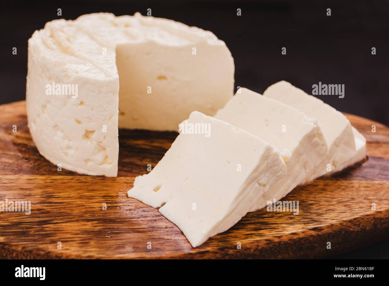 queso Panela Käse Scheiben, mexikanische Speisen, weißer und frischer Käse in mexiko Stockfoto