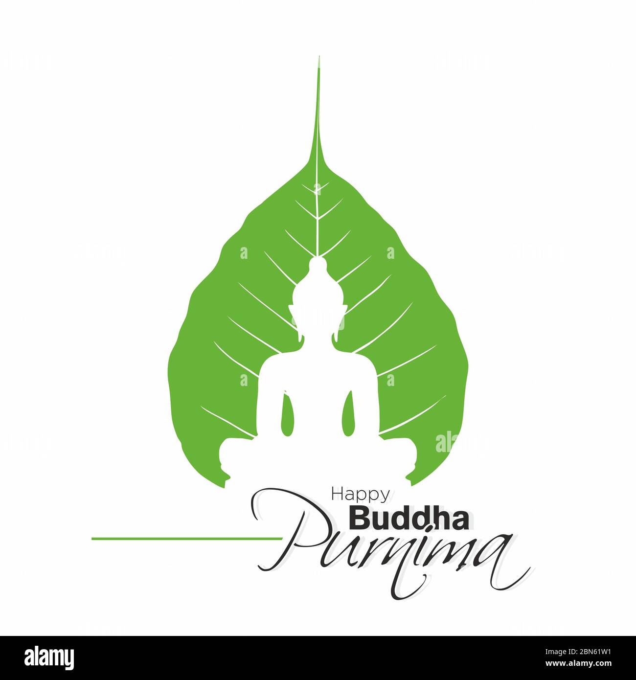 Lord Buddha Geburtstagsbanner - Glückliche Buddha Purnima Kalligraphie Stockfoto