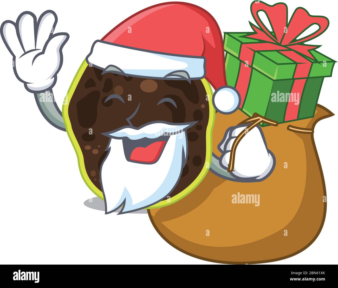 Cartoon-Design von firmicutes Santa mit Weihnachtsgeschenk Stock Vektor