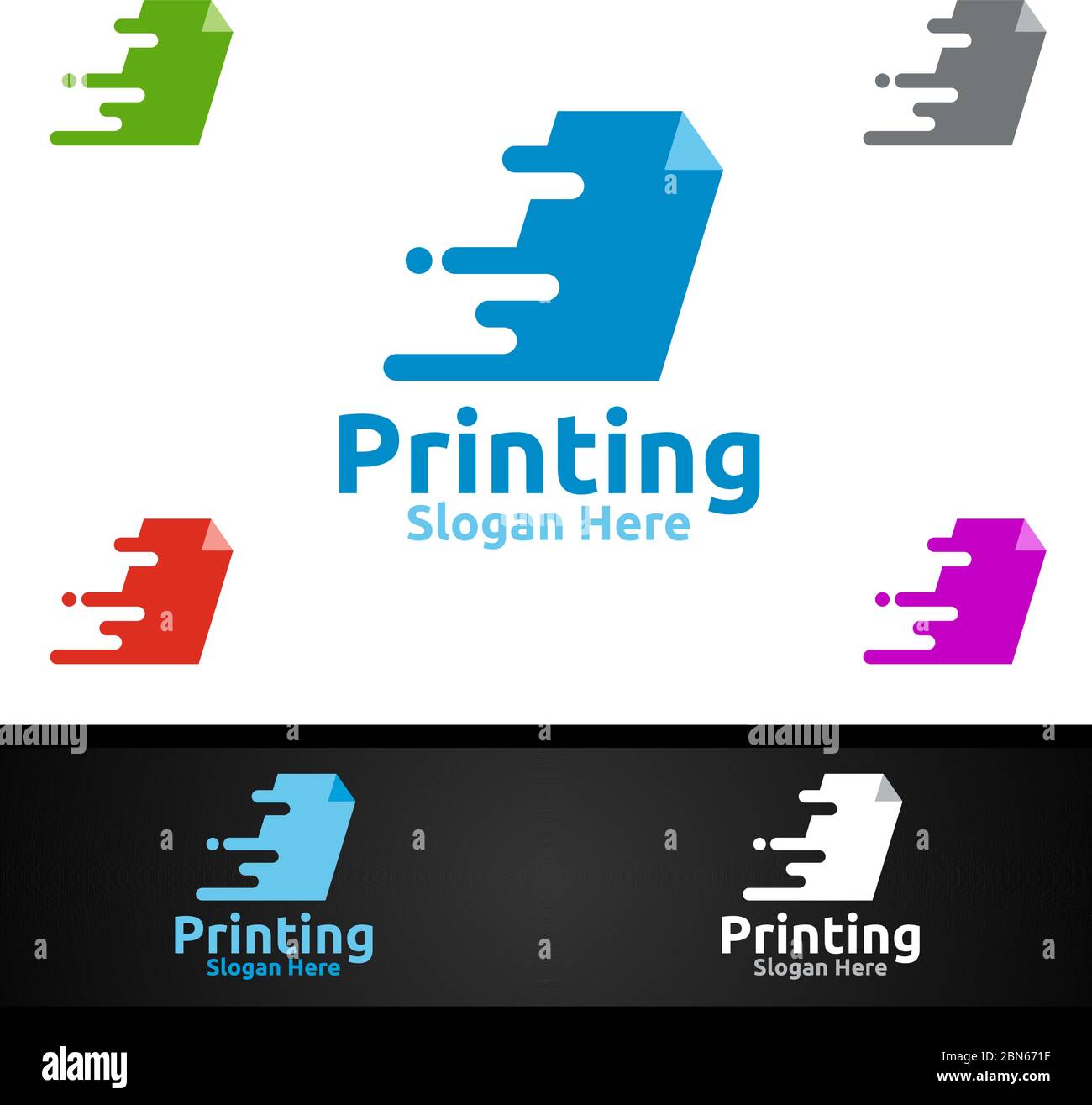 Fast Printing Company Vector Logo Design für Medien, Einzelhandel, Werbung, Zeitungen oder Buch Konzept Stock Vektor