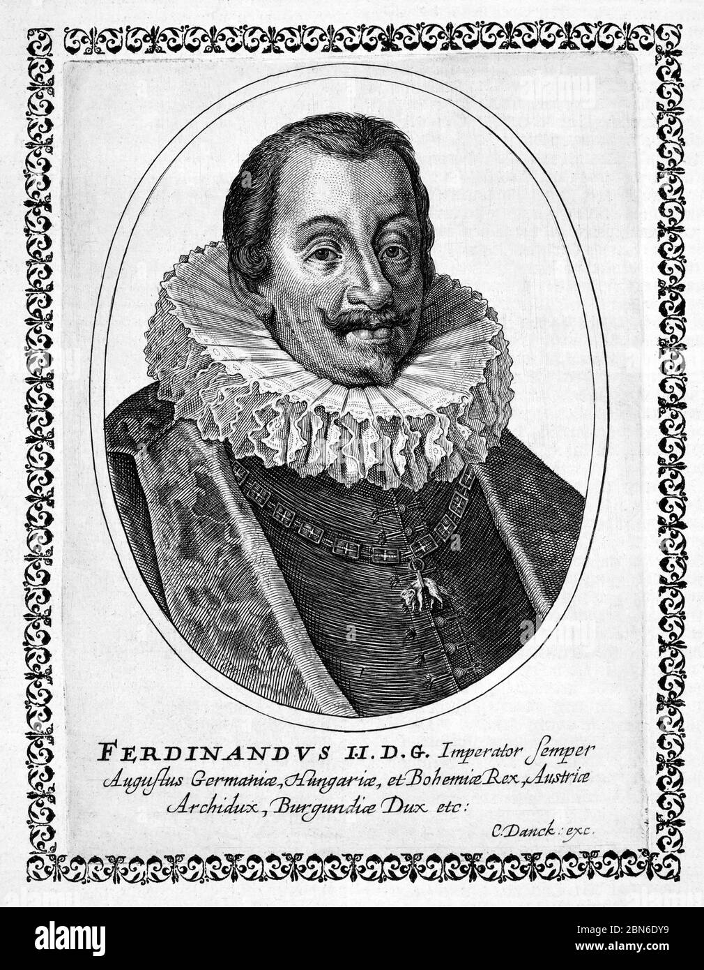 Deutschland: Kupferstich von Ferdinand II. (1578-1637), 35. Römischer Kaiser, von Matthäus Merian dem Älteren (1593-1650), c.. 1642. Ferdinand II. (1578 Stockfoto